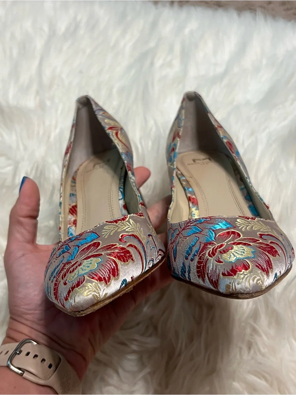 Marc Fisher Zala Floral Brocade Block Heel Pumps 7.5M